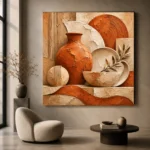 Terracotta Sculptural Forms Wabi Sabi Wall Art Canvas Print - Image 6