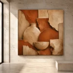 Deep Terracotta Earth Textures Wabi Sabi Wall Art Canvas Print - Image 3
