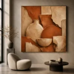 Deep Terracotta Earth Textures Wabi Sabi Wall Art Canvas Print - Image 6