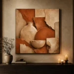 Deep Terracotta Earth Textures Wabi Sabi Wall Art Canvas Print - Image 7