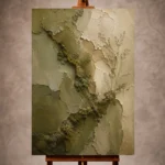 Olive Wabi Sabi Wall Art print featuring layered moss textures and organic forest-inspired forms for elegant interiors