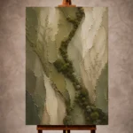 Sage olive Wabi Sabi Wall Art print featuring layered moss textures and organic botanical contours for elegant interiors