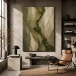 Sage Olive Organic Layers Wabi Sabi Wall Art Canvas Print - Image 3