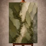 Deep olive Wabi Sabi Wall Art print featuring forest moss textures and natural earth layers for elegant interiors