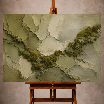 Olive Wabi Sabi Wall Art print featuring moss textures and sage stone-inspired layers for elegant interiors
