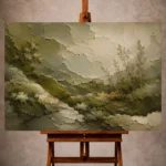 Olive Wabi Sabi Wall Art print featuring moss-covered landscape textures and organic forest forms for elegant interiors