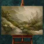 Moss Landscape Olive Textures Wabi Sabi Wall Art Canvas Print - Image 2