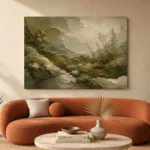 Moss Landscape Olive Textures Wabi Sabi Wall Art Canvas Print - Image 3