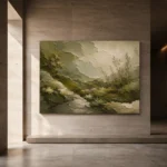 Moss Landscape Olive Textures Wabi Sabi Wall Art Canvas Print - Image 5