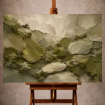 Sage olive Wabi Sabi Wall Art print featuring moss-covered stone textures and organic mineral forms for elegant interiors