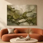Ancient Stone Moss Textures Wabi Sabi Wall Art Canvas Print - Image 3
