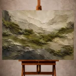 Olive Wabi Sabi Wall Art print featuring woodland moss textures and weathered stone layers for elegant interiors