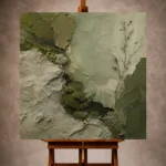 Olive Wabi Sabi Wall Art print featuring moss textures and sage stone-inspired surfaces for elegant interiors