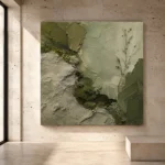 Olive Sage Moss Textures Wabi Sabi Wall Art Canvas Print - Image 3