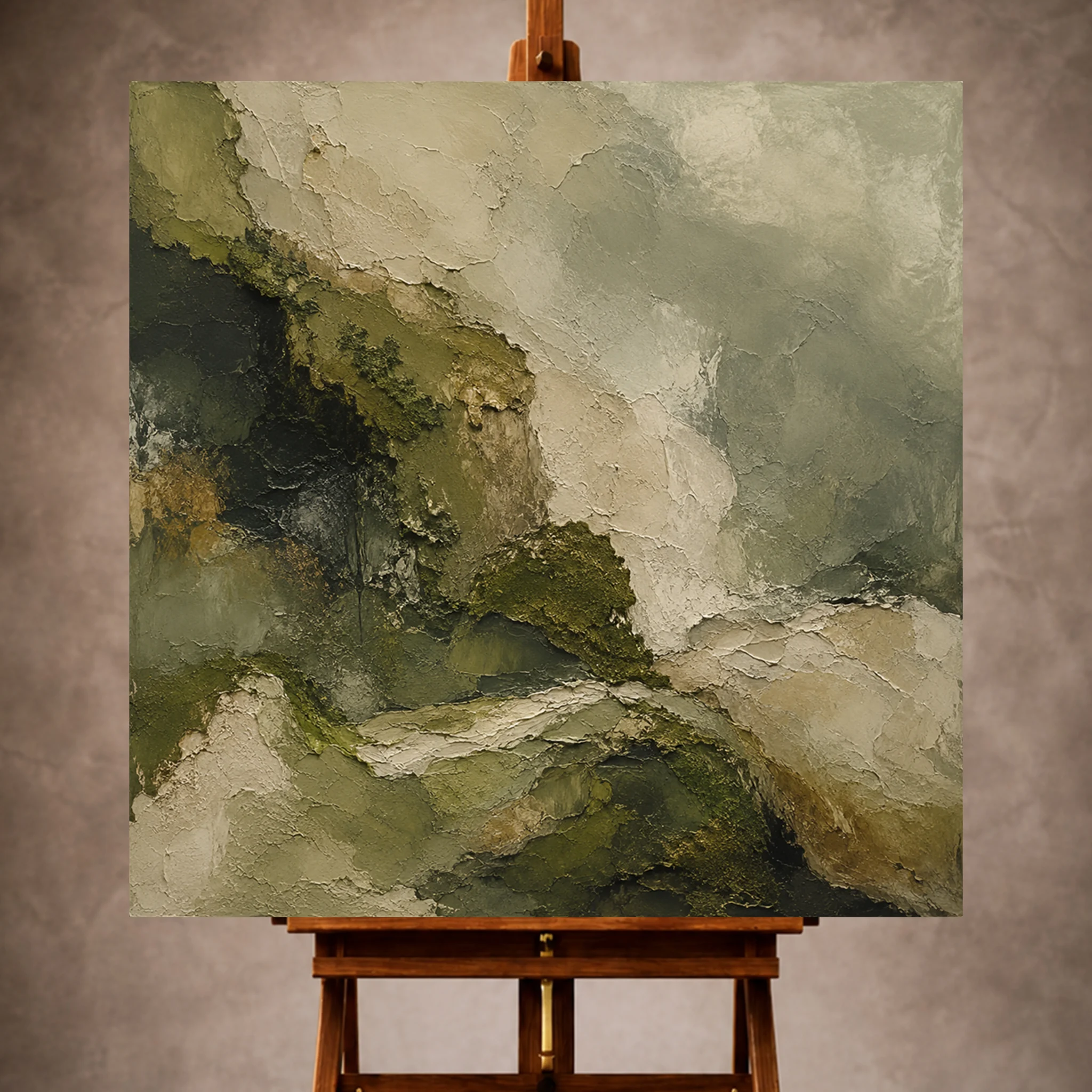 Premium Wall Art Kare Html Edition – WABISABI062 Image 1 Olive Wabi Sabi Wall Art print featuring moss-inspired abstract organic forms and mineral textures for elegant interiors