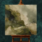 Olive Moss Abstract Wabi Sabi Wall Art Canvas Print - Image 2