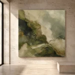 Olive Moss Abstract Wabi Sabi Wall Art Canvas Print - Image 3