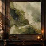 Olive Moss Abstract Wabi Sabi Wall Art Canvas Print - Image 4
