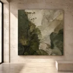 Deep Olive Botanical Wabi Sabi Wall Art Canvas Print - Image 3