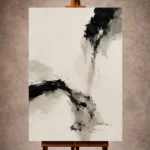 Black Wabi Sabi Wall Art print featuring minimalist ink movements and brush textures for elegant interiors
