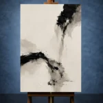 Black Ink Minimal Wabi Sabi Wall Art Canvas Print - Image 2