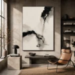 Black Ink Minimal Wabi Sabi Wall Art Canvas Print - Image 3