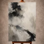 Charcoal Wabi Sabi Wall Art print featuring expressive ink washes and tonal gradients for elegant interiors