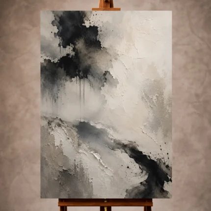 Charcoal Wabi Sabi Wall Art print featuring expressive ink washes and tonal gradients for elegant interiors