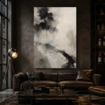 Charcoal Ink Wash Wabi Sabi Wall Art Canvas Print - Image 4