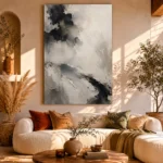 Charcoal Ink Wash Wabi Sabi Wall Art Canvas Print - Image 8