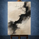 Japanese Ink Flow Wabi Sabi Wall Art Canvas Print - Image 2