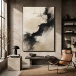 Japanese Ink Flow Wabi Sabi Wall Art Canvas Print - Image 3