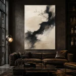 Japanese Ink Flow Wabi Sabi Wall Art Canvas Print - Image 4