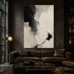 Dramatic Ink Contrast Wabi Sabi Wall Art Canvas Print - Image 4