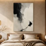 Dramatic Ink Contrast Wabi Sabi Wall Art Canvas Print - Image 6