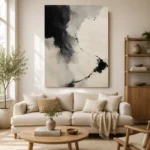 Dramatic Ink Contrast Wabi Sabi Wall Art Canvas Print - Image 7