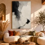 Dramatic Ink Contrast Wabi Sabi Wall Art Canvas Print - Image 8