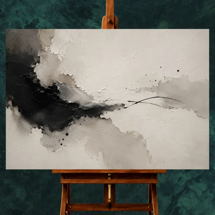 Minimal Ink Flow Wabi Sabi Wall Art Canvas Print styled in a refined interior