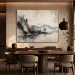 Charcoal Ink Landscape Wabi Sabi Wall Art Canvas Print - Image 4