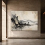 Charcoal Ink Landscape Wabi Sabi Wall Art Canvas Print - Image 5