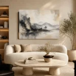 Charcoal Ink Landscape Wabi Sabi Wall Art Canvas Print - Image 6