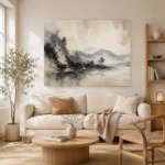 Charcoal Ink Landscape Wabi Sabi Wall Art Canvas Print - Image 7