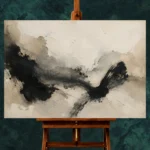 Graphite Ink Texture Wabi Sabi Wall Art Canvas Print - Image 2