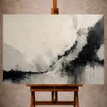 Black Wabi Sabi Wall Art print featuring minimalist ink flows and dramatic negative space for elegant interiors