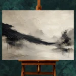 Monochrome Ink Balance Wabi Sabi Wall Art Canvas Print - Image 2