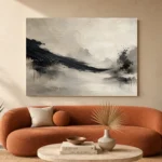 Monochrome Ink Balance Wabi Sabi Wall Art Canvas Print - Image 3