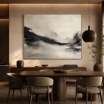 Monochrome Ink Balance Wabi Sabi Wall Art Canvas Print - Image 4