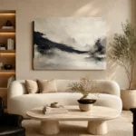 Monochrome Ink Balance Wabi Sabi Wall Art Canvas Print - Image 6