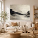 Monochrome Ink Balance Wabi Sabi Wall Art Canvas Print - Image 7