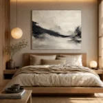 Monochrome Ink Balance Wabi Sabi Wall Art Canvas Print - Image 8